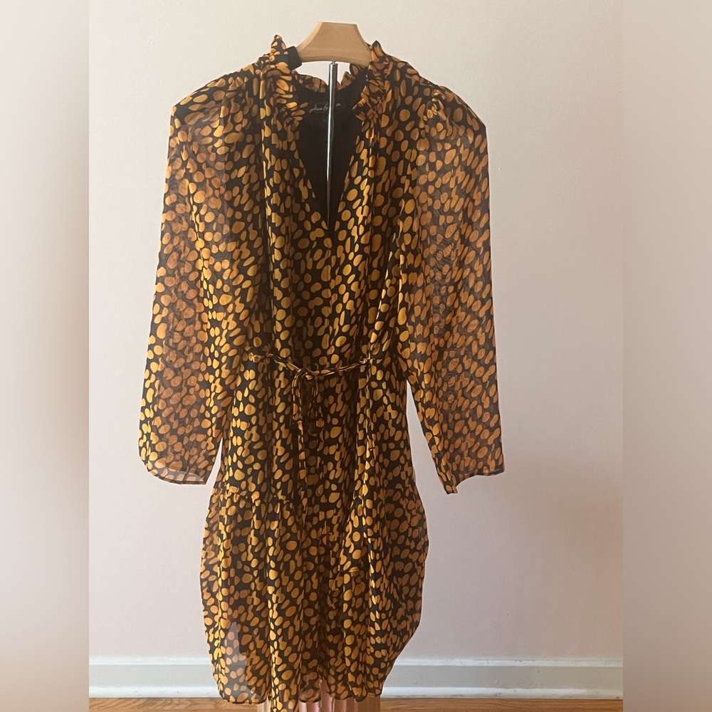 Sam Edelman Midi Dress.  Blk/Gold. Large